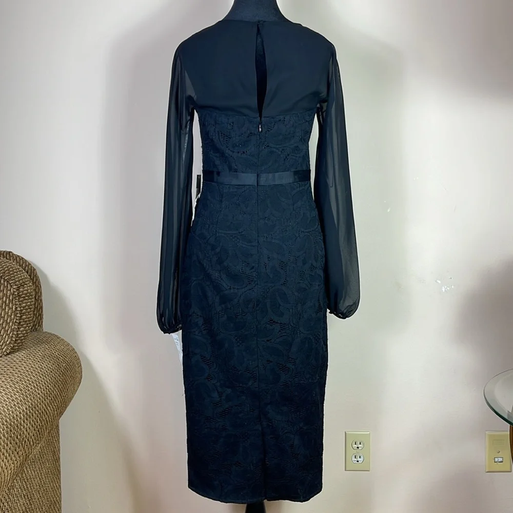 NEW Kay Unger Black Midi Cocktail Dress - Picture 8 of 15